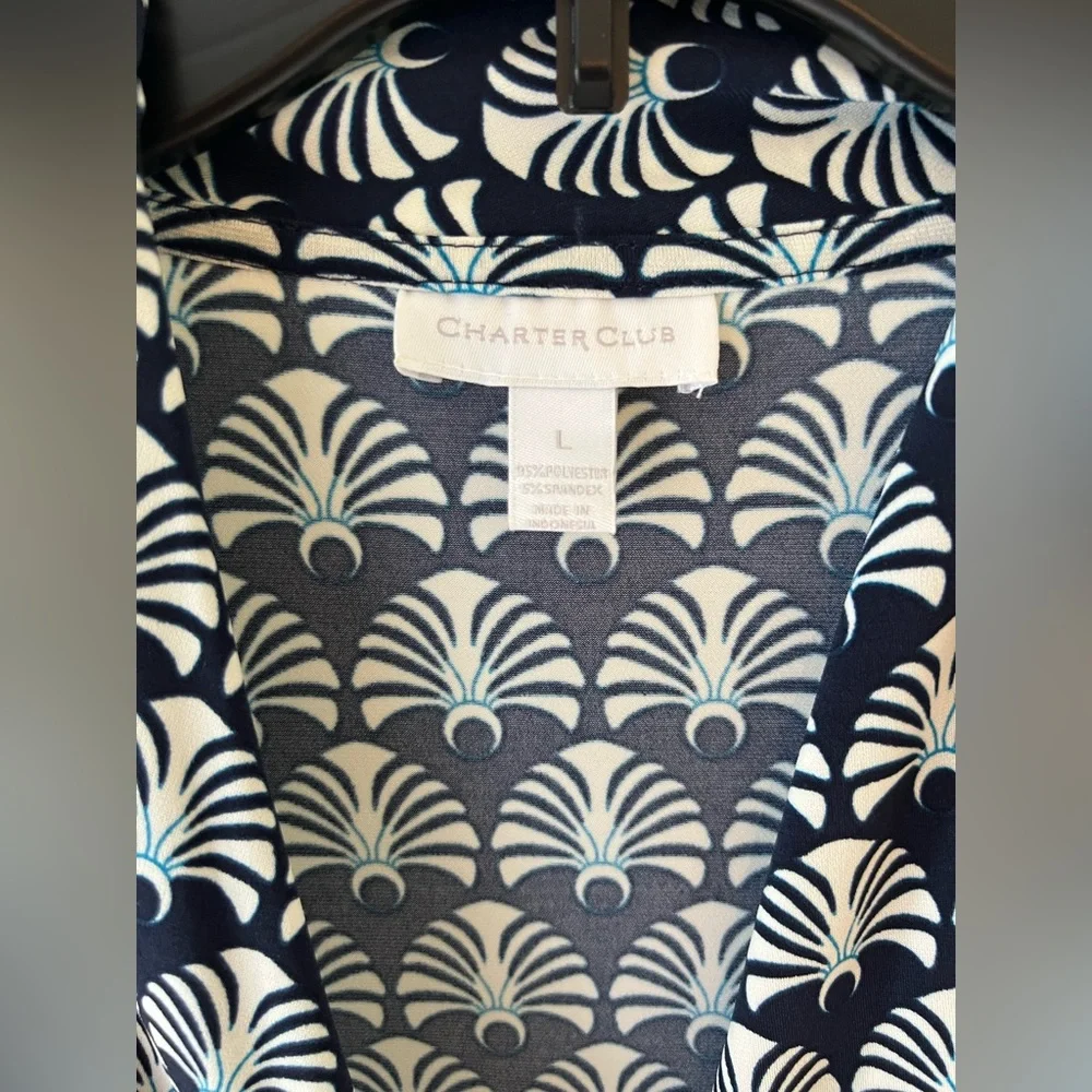 Patterned crossover top by Charter Club size L - Picture 3 of 8